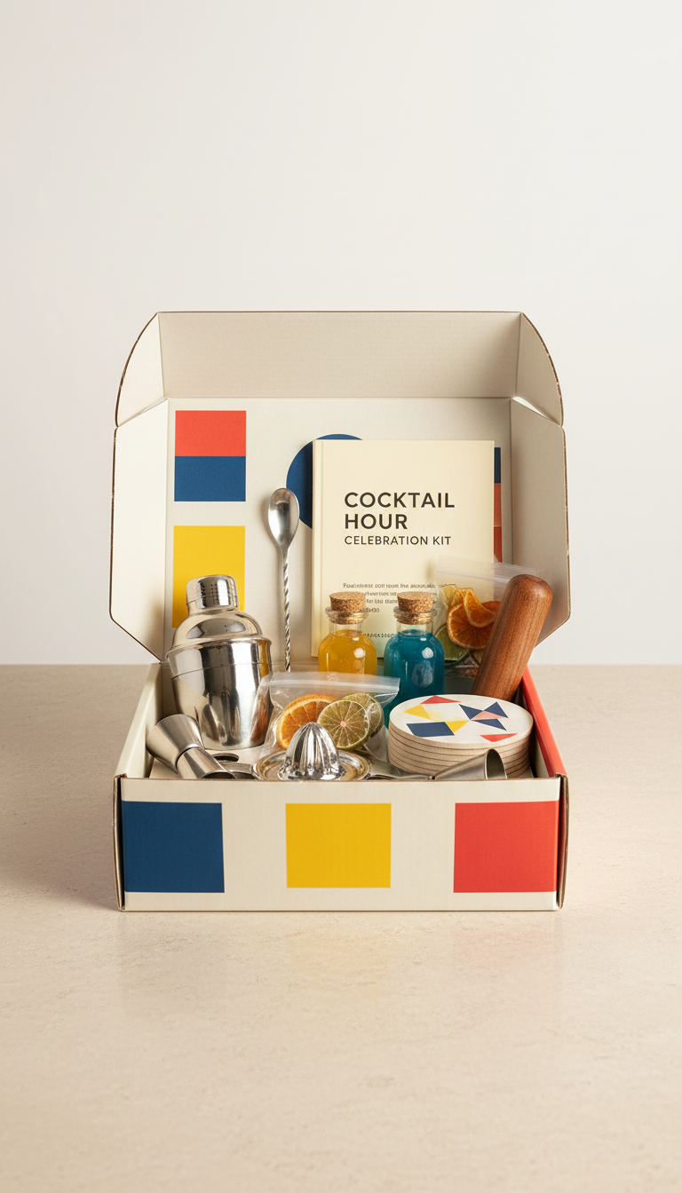 Cocktail Hour Celebration Kit With Glass Barware